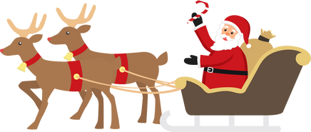Santa Claus Riding on Reindeer Sleigh Illustration
